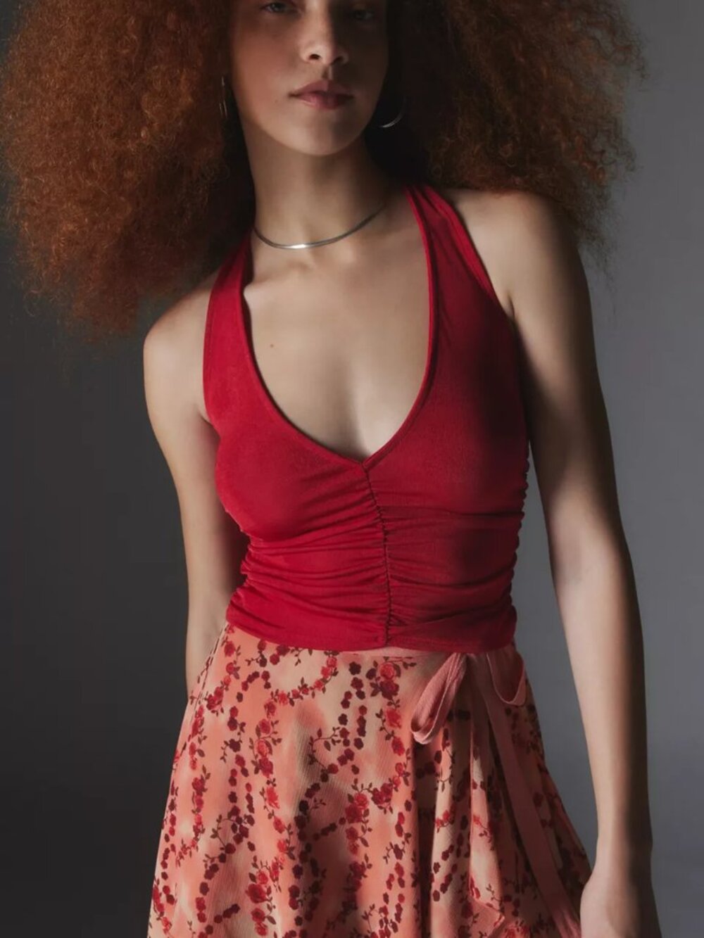 Urban Outfitters Silence + Noise Naomi Ruched Halter Top S